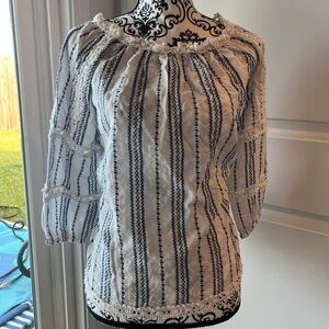 THML White and Blue Striped Women's Top. Small